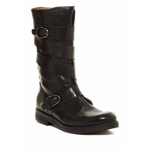 Alberto fermani Mira Boot COMBAT MOTO BIKER STRAPS BLACK LEATHER 38 (F2)